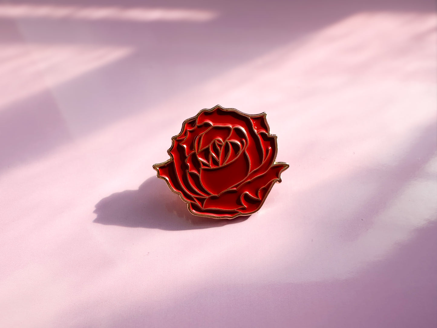 Red Rose Gold Finish Enamel Pin