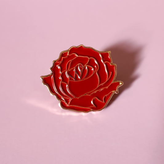 Red Rose Gold Finish Enamel Pin