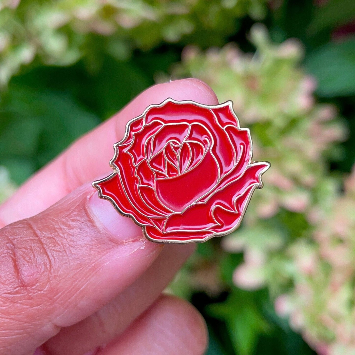 Red Rose Gold Finish Enamel Pin